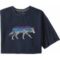 Patagonia Back For Good Organic T-Shirt Mens New Navy w/Wolf