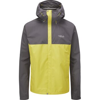 RAB Downpour Eco Waterproof Jacket Mens, Graphene/Zest, M