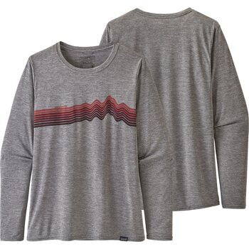 Patagonia Long-Sleeved Capilene Cool Daily Graphic Shirt Womens, Ridge Rise Stripe: Feather Grey, XS