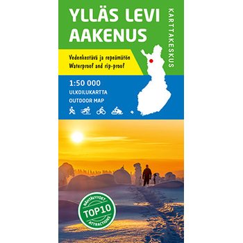 Ylläs Levi Aakenus 1:50 000 vedenkestävä ulkoilukartta 2017