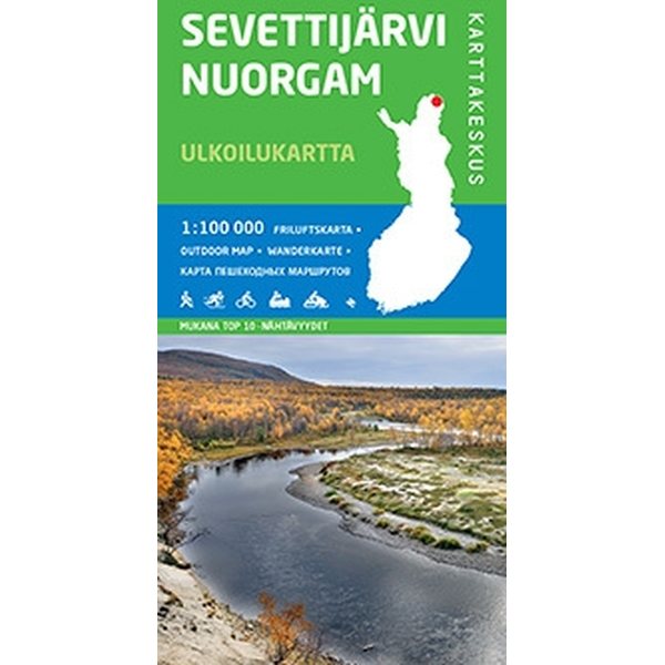 Sevettijärvi Nuorgam 1:100 000 ulkoilukartta 2014