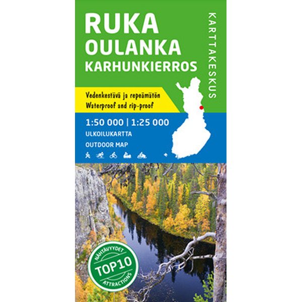 Ruka Oulanka Karhunkierros 1:50 000, vedenkestävä ulkoilukartta 2017