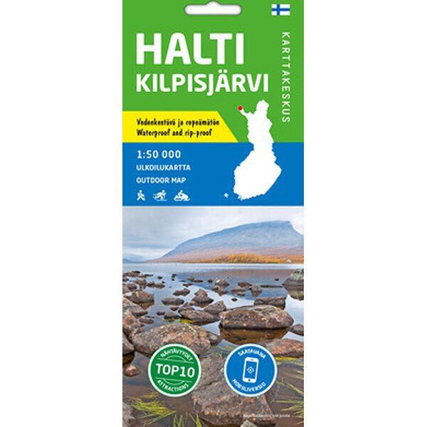 Halti Kilpisjärvi 1:50 000, vedenk. ulkoilukartta 2019